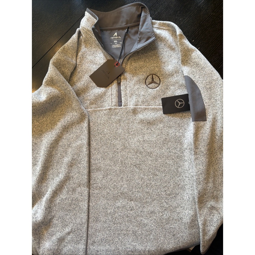 Antigua Mercedes-Benz Heather Gray Quarter Zip Pullover Mens 2XL NWT (D)